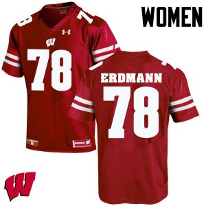 Women's Wisconsin Badgers NCAA #78 Jason Erdmann Red Authentic Under Armour Stitched College Football Jersey PR31Q28IA